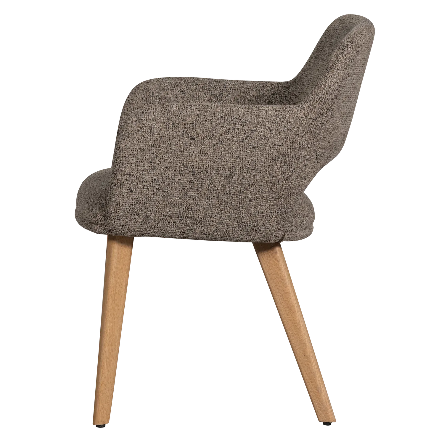 Woood Murat Eetkamerstoel Taupe Met Houten Poot Naturel - KwaliteitWonen.nl