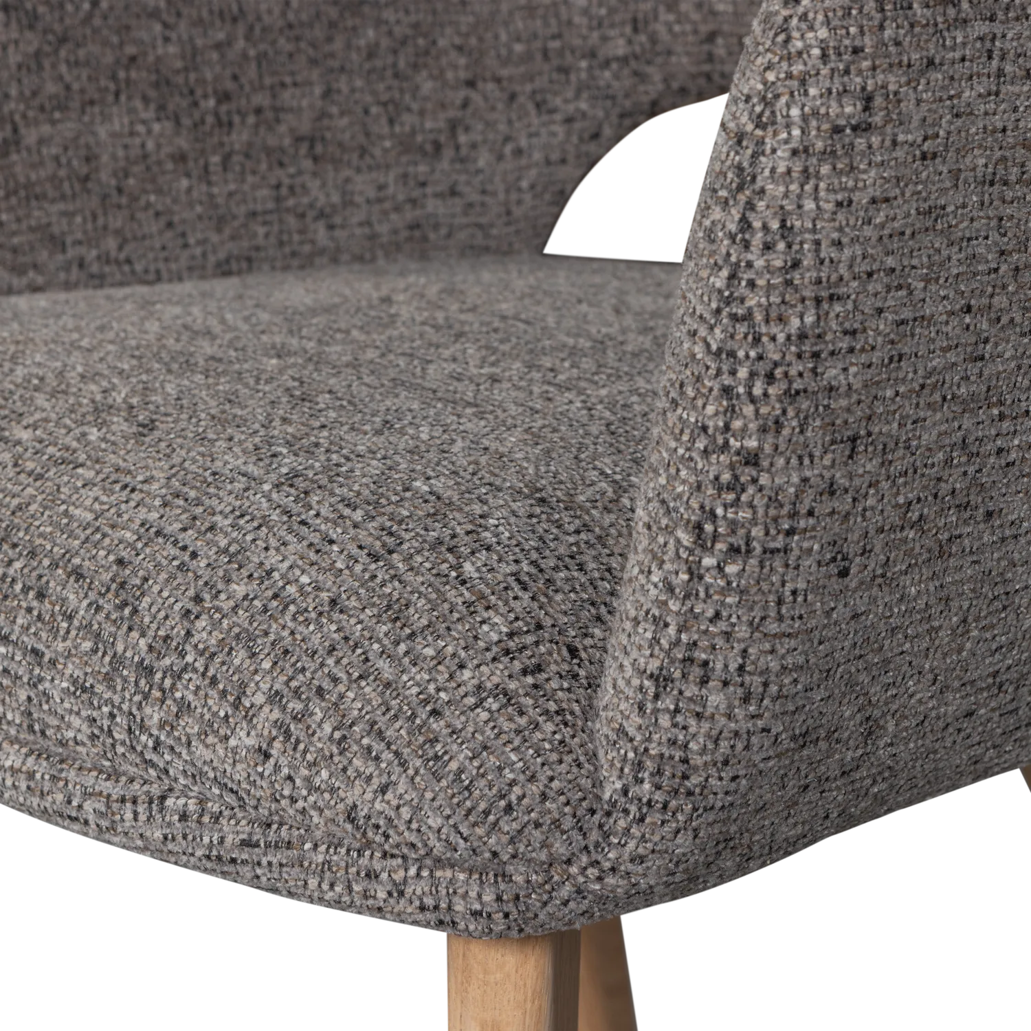 Woood Murat Eetkamerstoel Taupe Met Houten Poot Naturel - KwaliteitWonen.nl