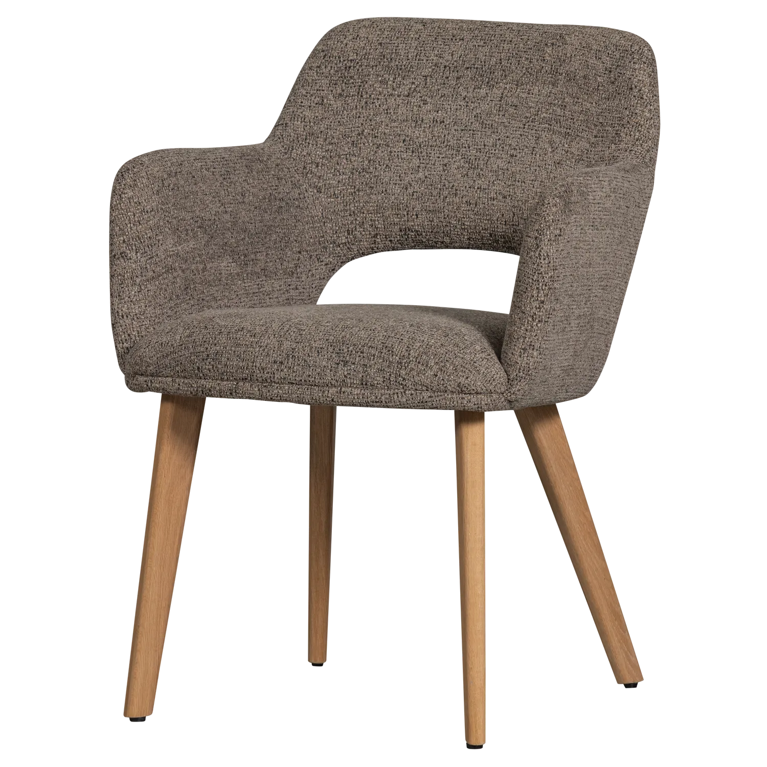 Woood Murat Eetkamerstoel Taupe Met Houten Poot Naturel - KwaliteitWonen.nl