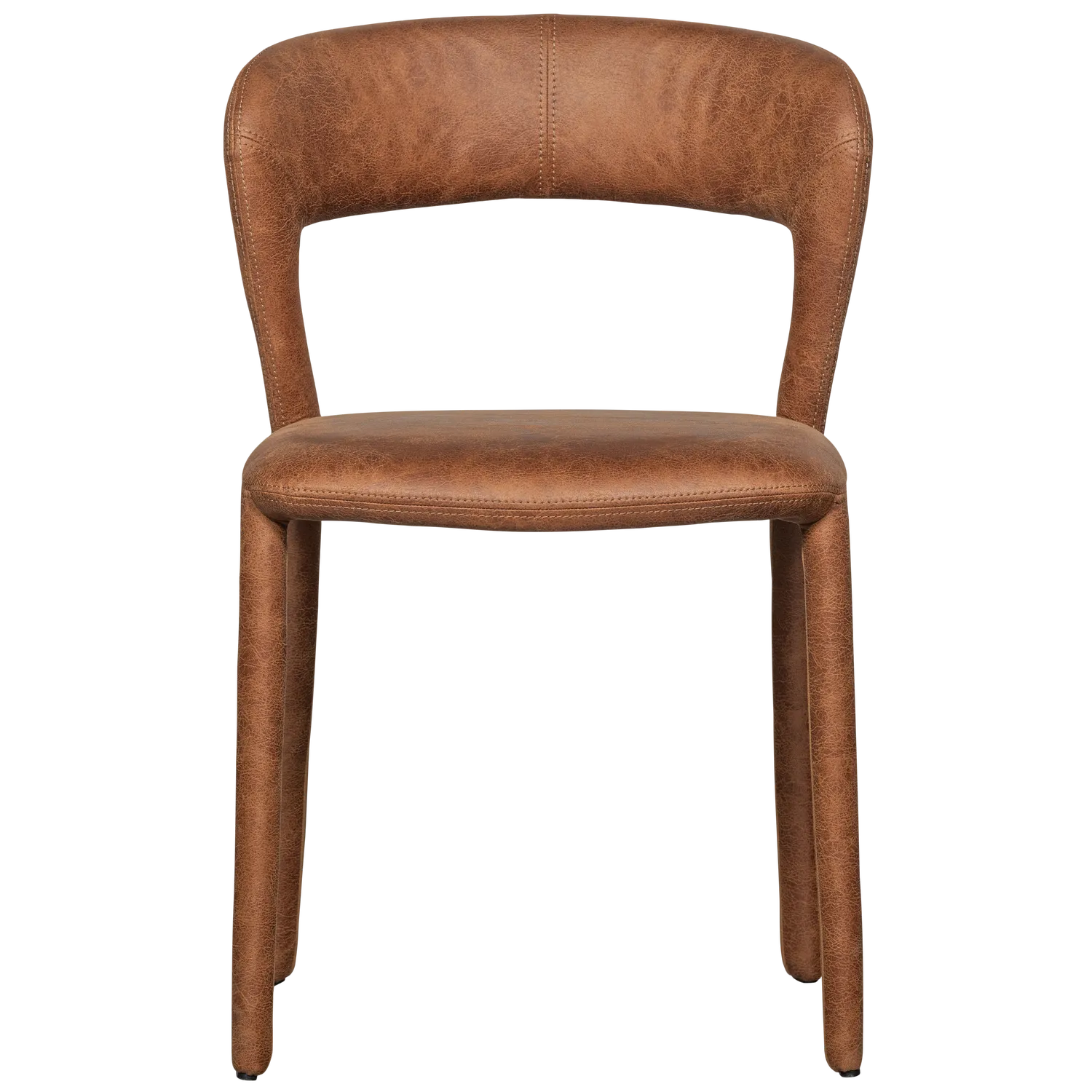 Woood Noble Eetkamerstoel Leerlook Cognac - KwaliteitWonen.nl