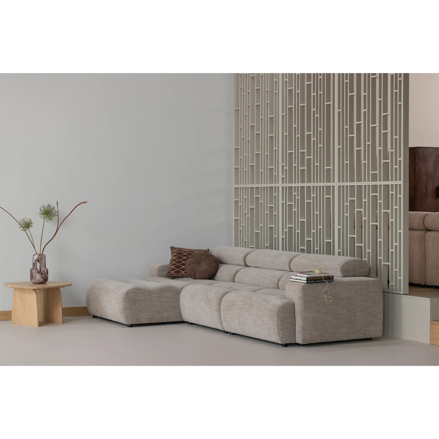 Woood Novi Chaise Longue Element Arm Links Naturel Melange - KwaliteitWonen.nl