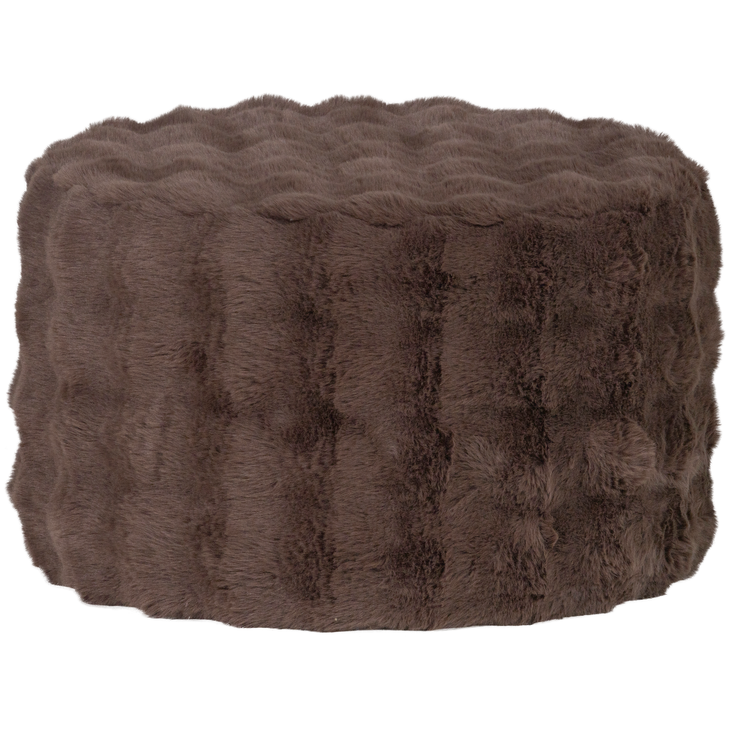 Woood Olven Poef Laag Fluffy Stof Bruin - KwaliteitWonen.nl