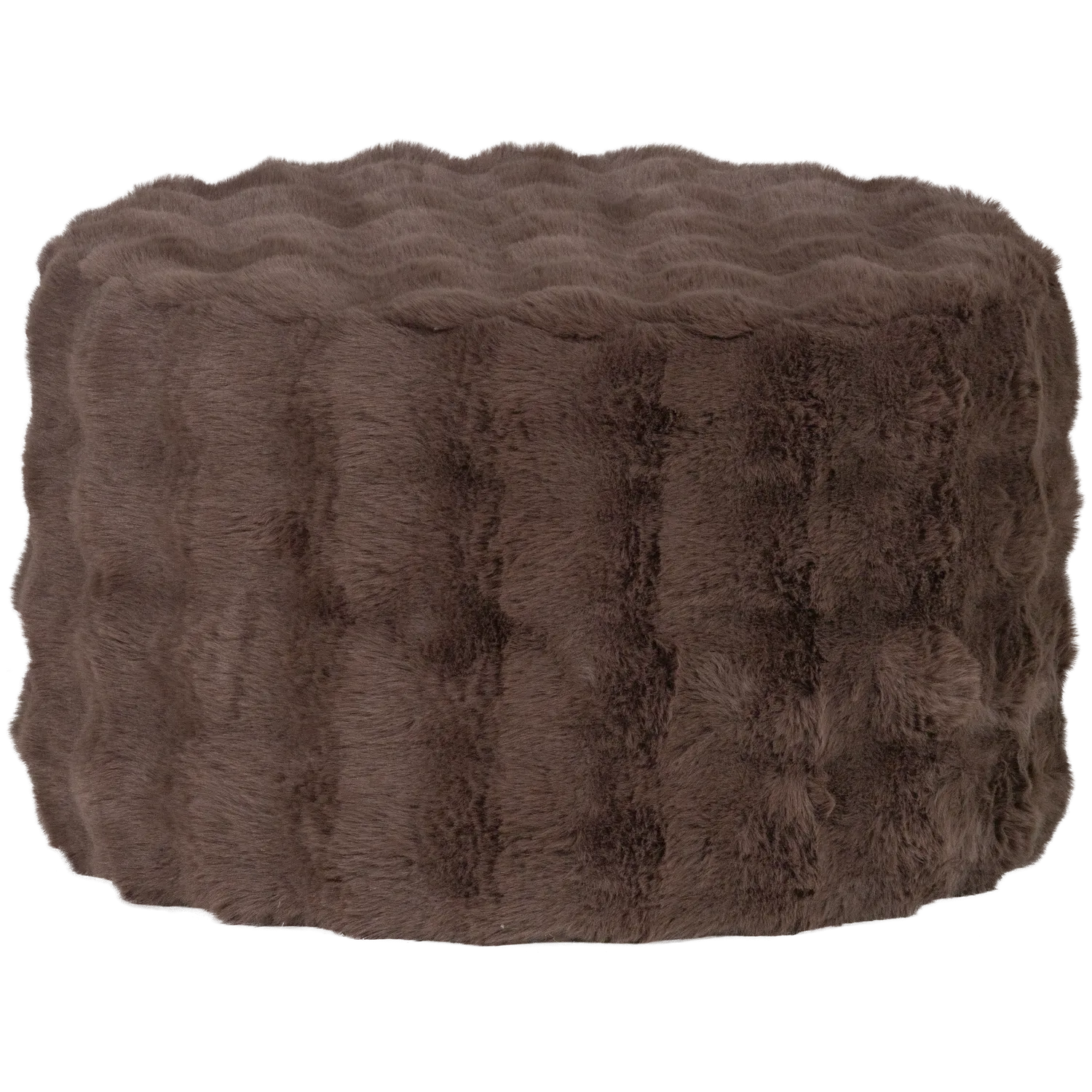 Woood Olven Poef Laag Fluffy Stof Bruin - KwaliteitWonen.nl
