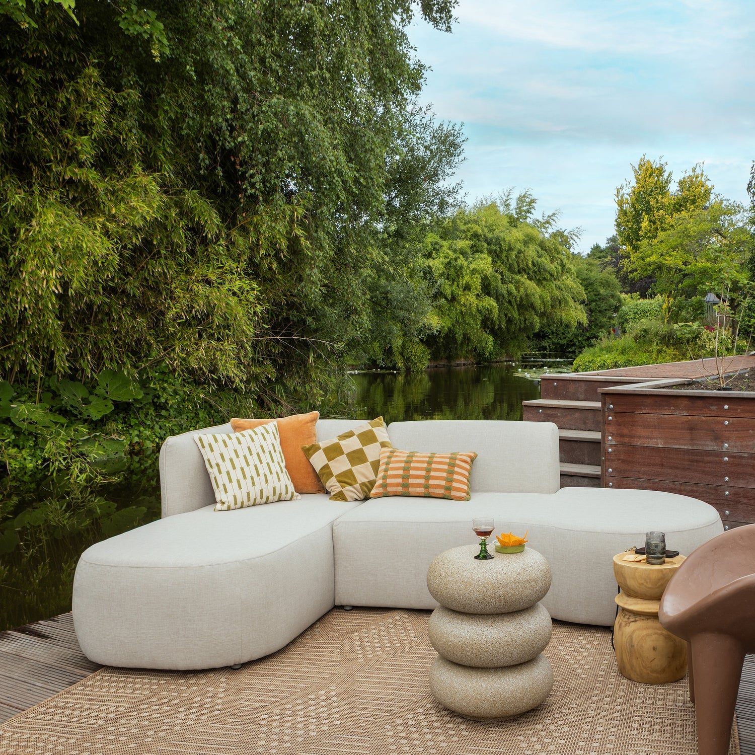Woood Orio Tuin Loungestoel Vezelversterkte Polymeer Rood/Bruin - KwaliteitWonen.nl