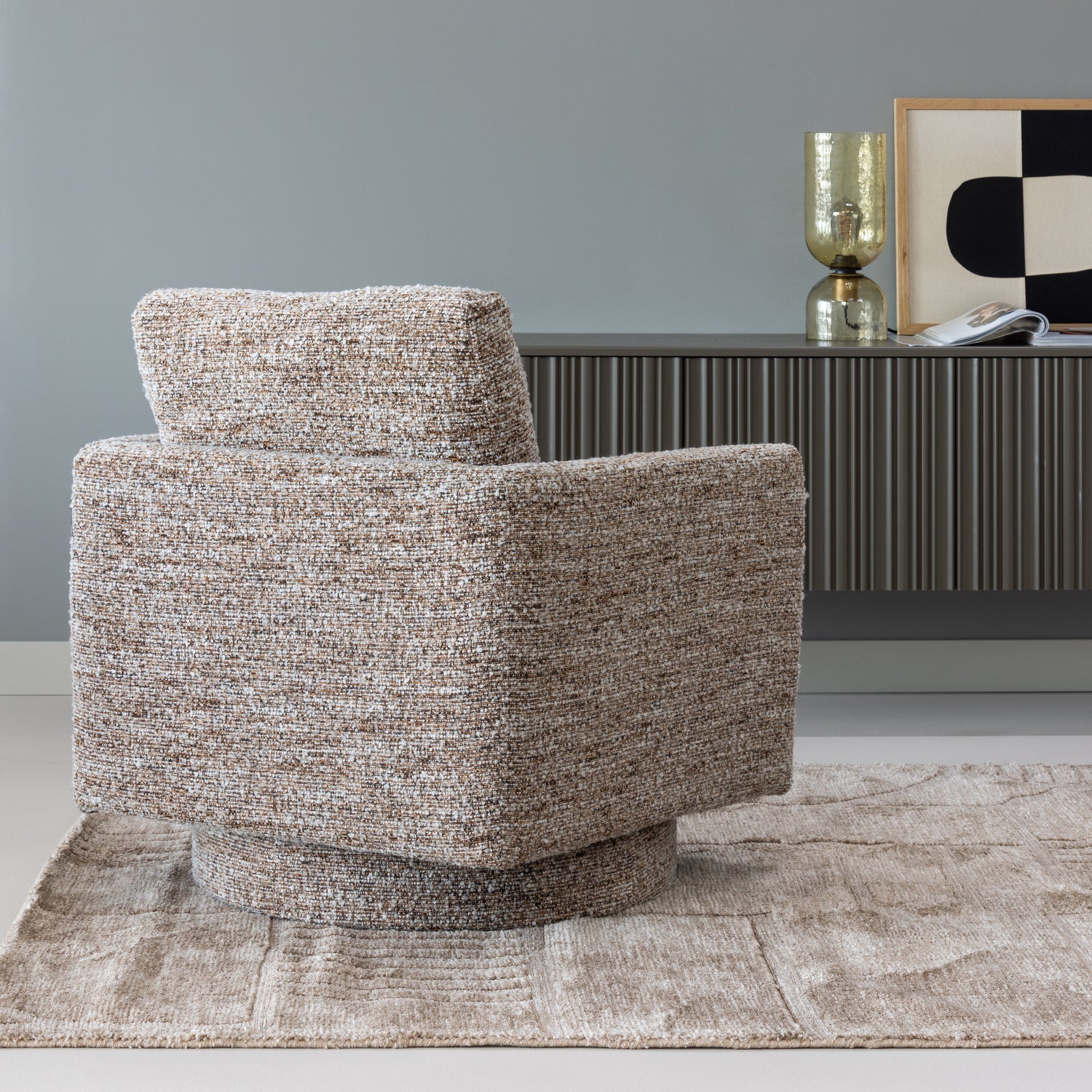 Woood Oska Draaifauteuil Bruin Melange - KwaliteitWonen.nl