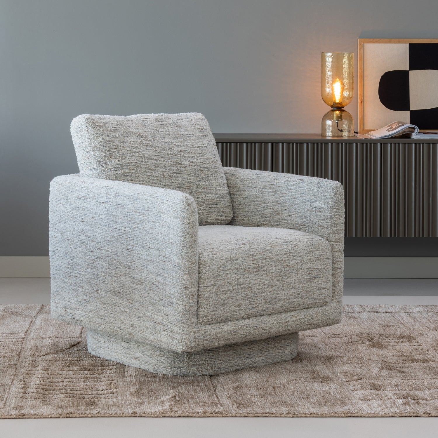 Woood Oska Draaifauteuil Naturel Melange - KwaliteitWonen.nl