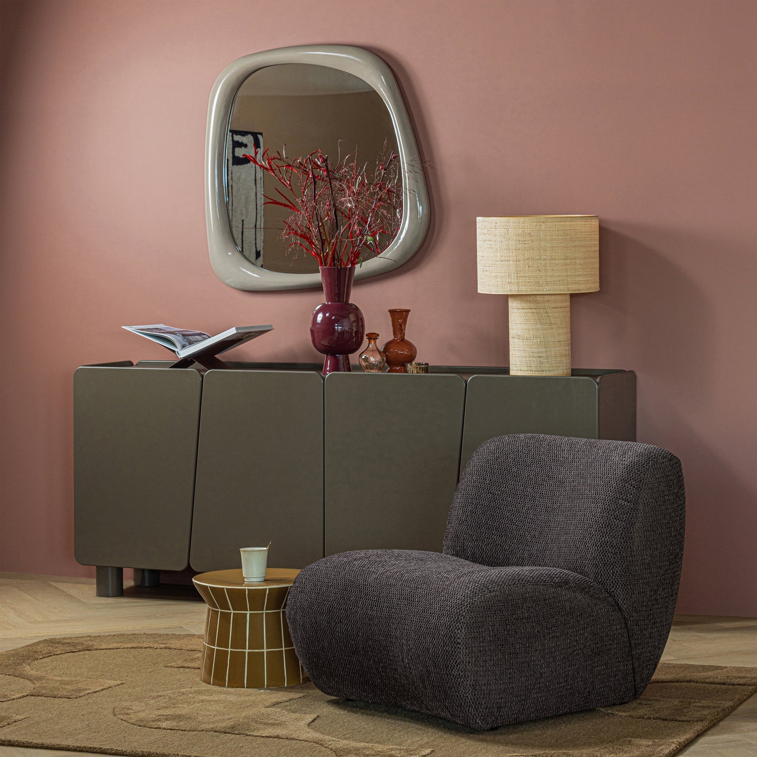 Woood Plu Decoratieve Bijzettafel Keramiek Honinggeel 30x38cm - KwaliteitWonen.nl