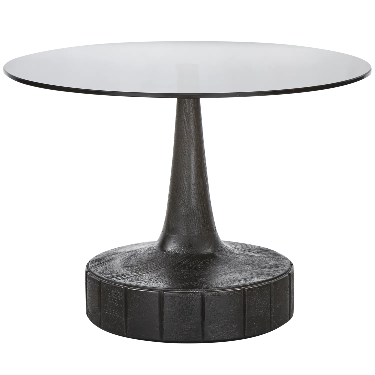Woood Soya Bijzettafel Mangohout Glas Zwart - KwaliteitWonen.nl