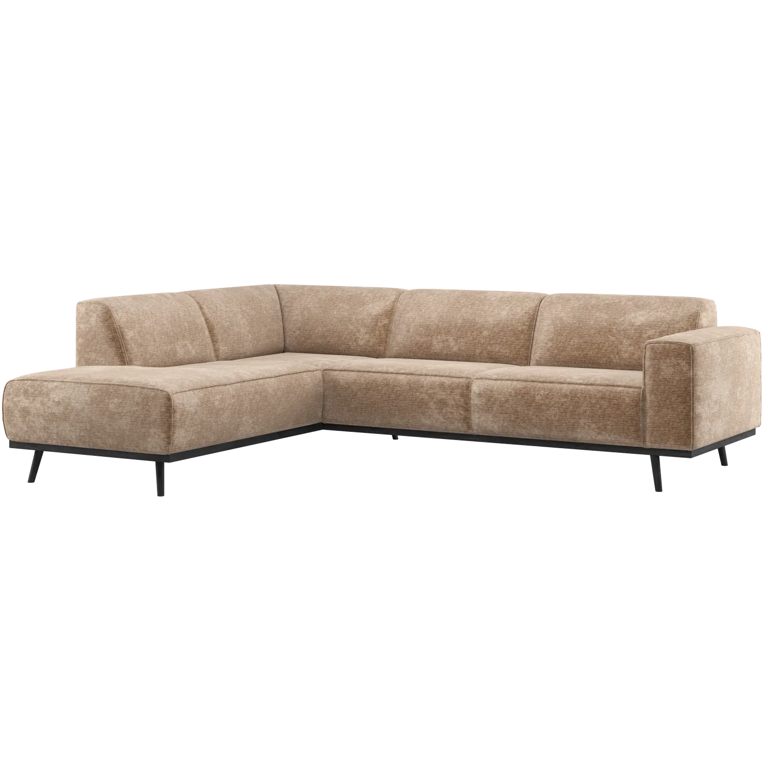 Woood Statement Hoekbank Links Chenille Velvet Taupe - KwaliteitWonen.nl