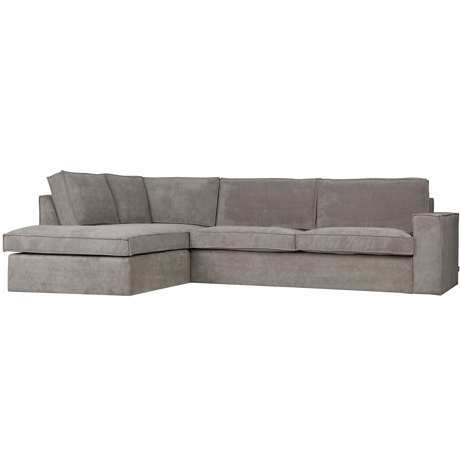 Woood Thomas Hoekbank 2-Zits Bank + Chaise Longue Links Ribstof Verweerd Groen - KwaliteitWonen.nl