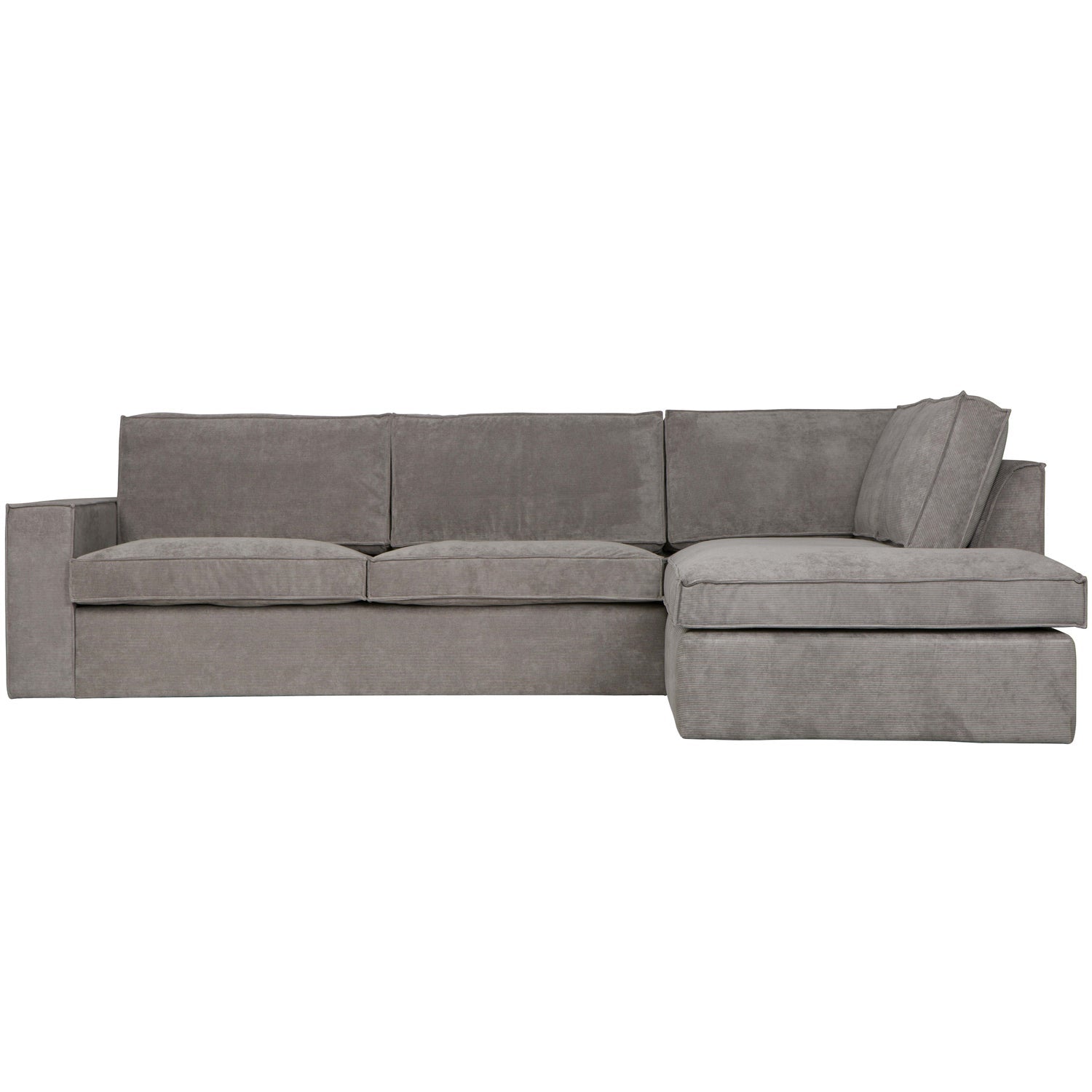 Woood Thomas Hoekbank 2-Zits Bank + Chaise Longue Rechts Ribstof Verweerd Groen - KwaliteitWonen.nl