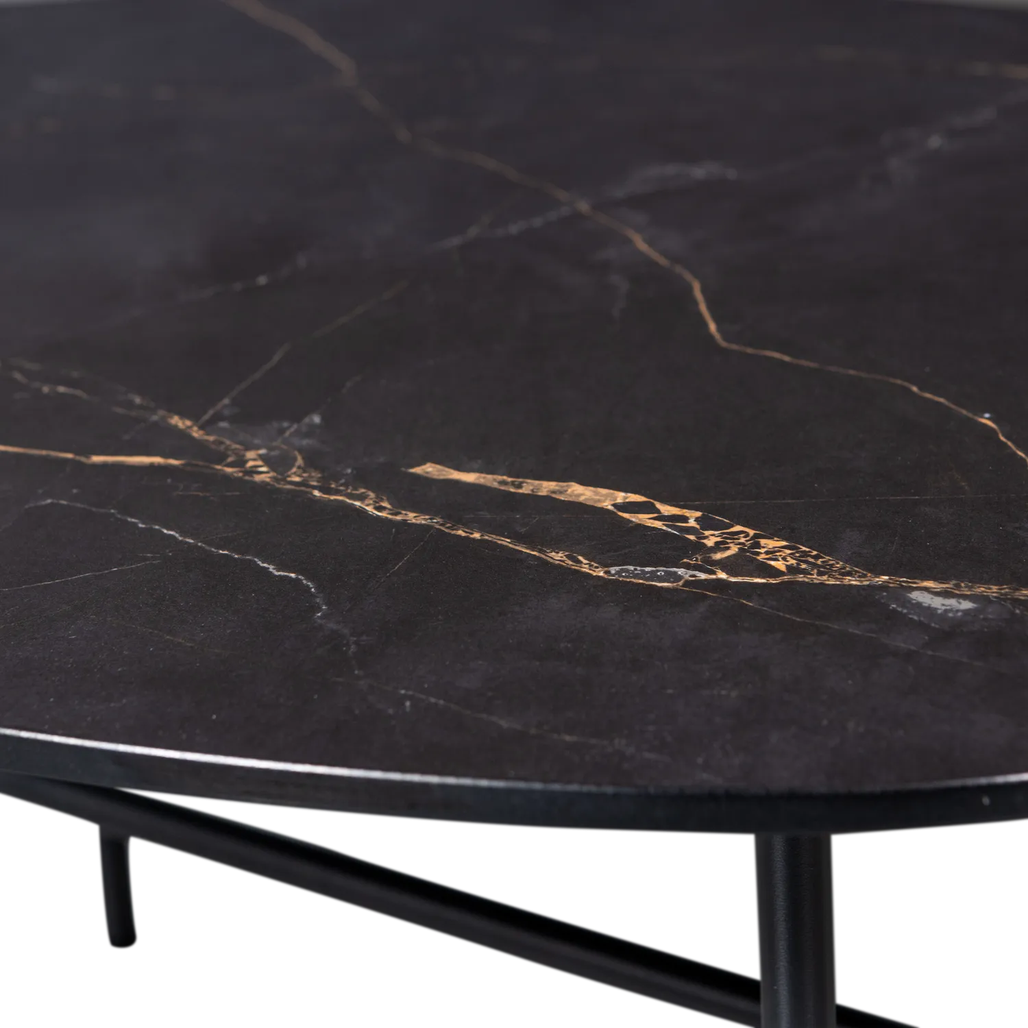 Woood Vajen Salontafel Met Zwart Marmeren Look Blad 80x60cm - KwaliteitWonen.nl