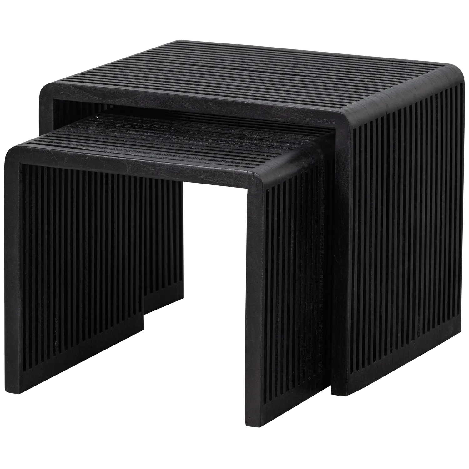 Woood Willa Bijzettafels Recycled Teak Zwart (Set Van 2) - KwaliteitWonen.nl