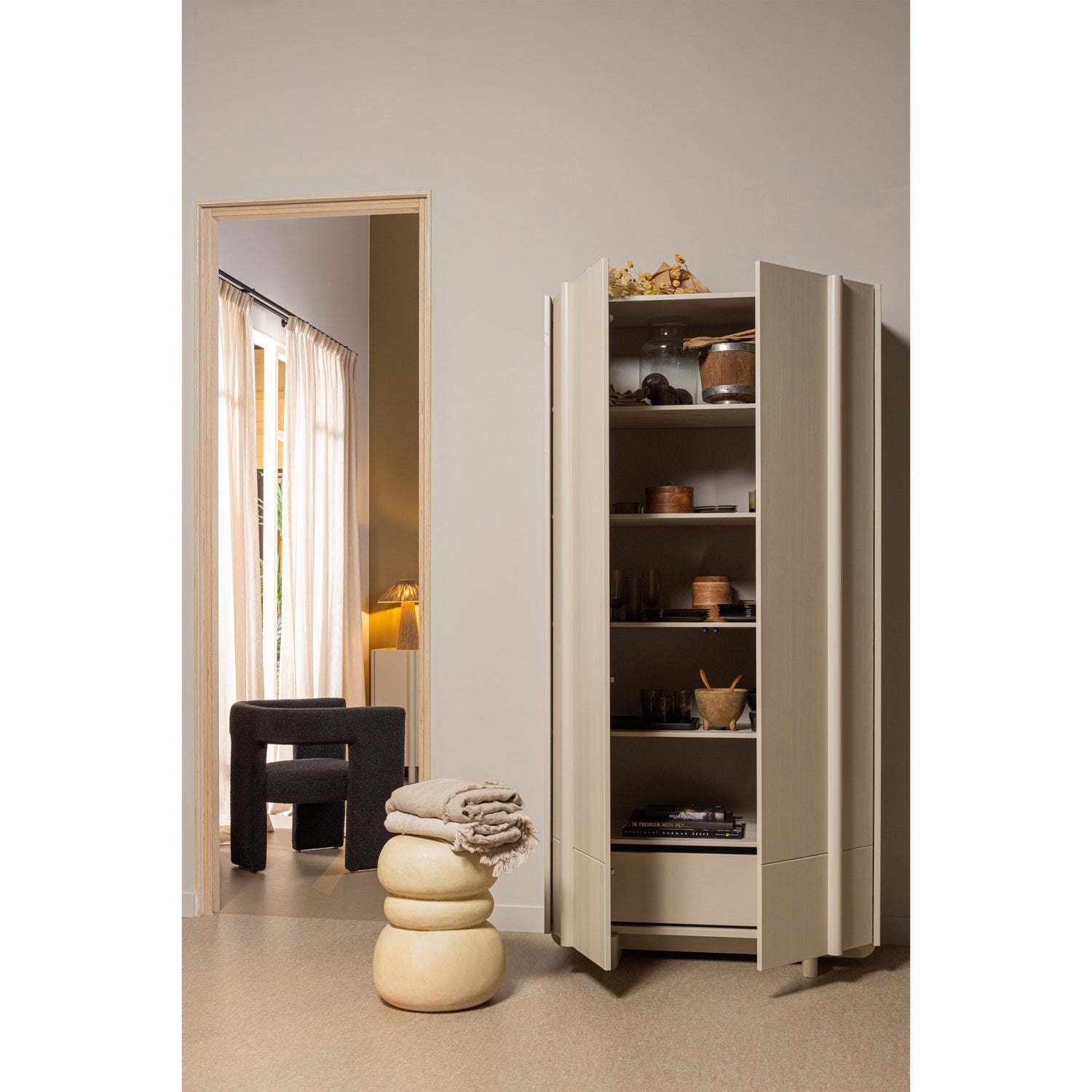 Woood Yvo Bijzettafel Betonlook Naturel - KwaliteitWonen.nl