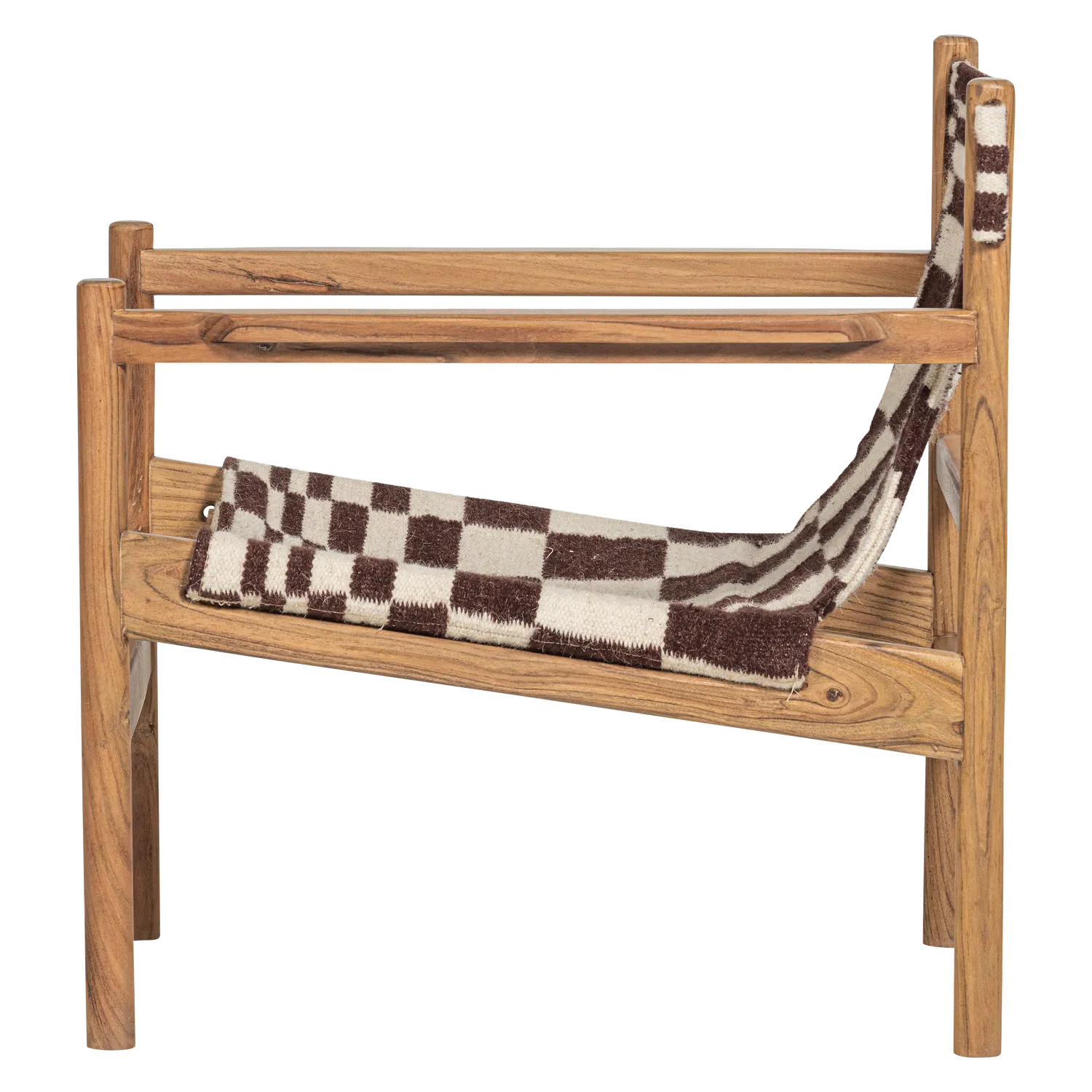 Woood Zano Fauteuil Hout Bruin Met Kelim Zitting Naturel - KwaliteitWonen.nl