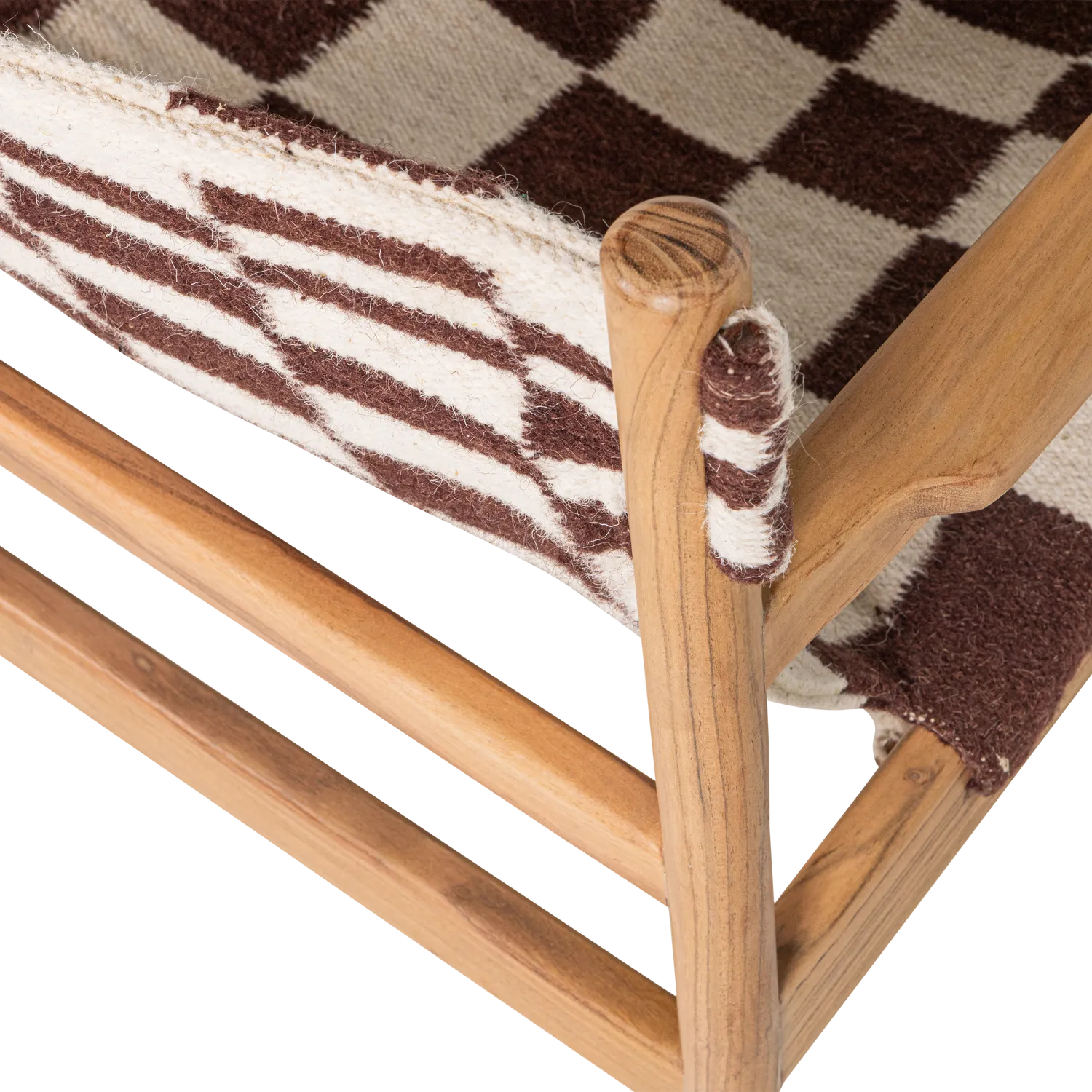 Woood Zano Fauteuil Hout Bruin Met Kelim Zitting Naturel - KwaliteitWonen.nl