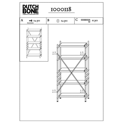 Dutchbone Boekenkast Shelf Iron Beige Hoog