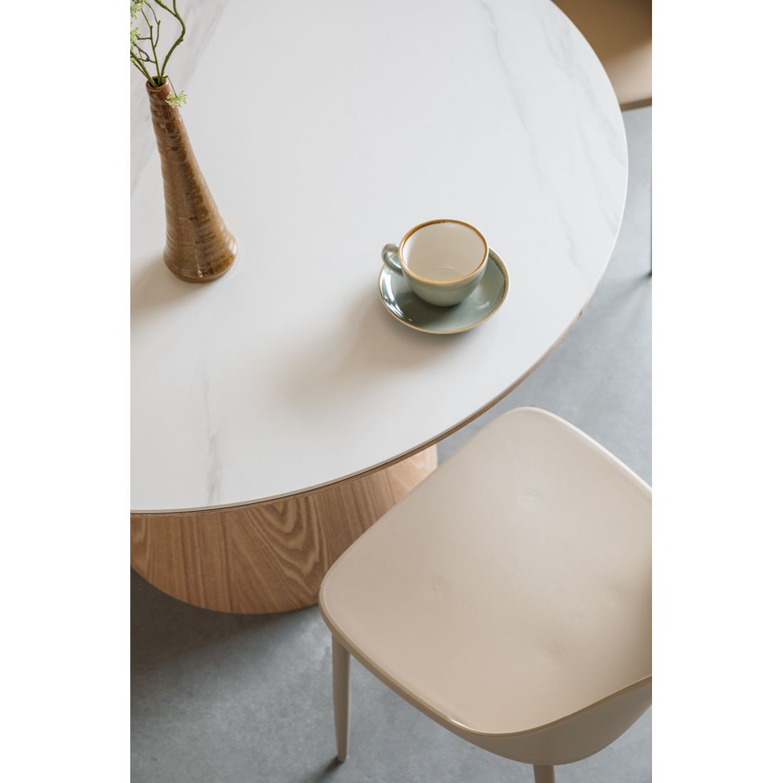 White Label Living Eettafel Almira Rond 115cm Eiken Marmer