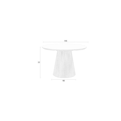 White Label Living Eettafel Almira Rond 115cm Eiken Marmer
