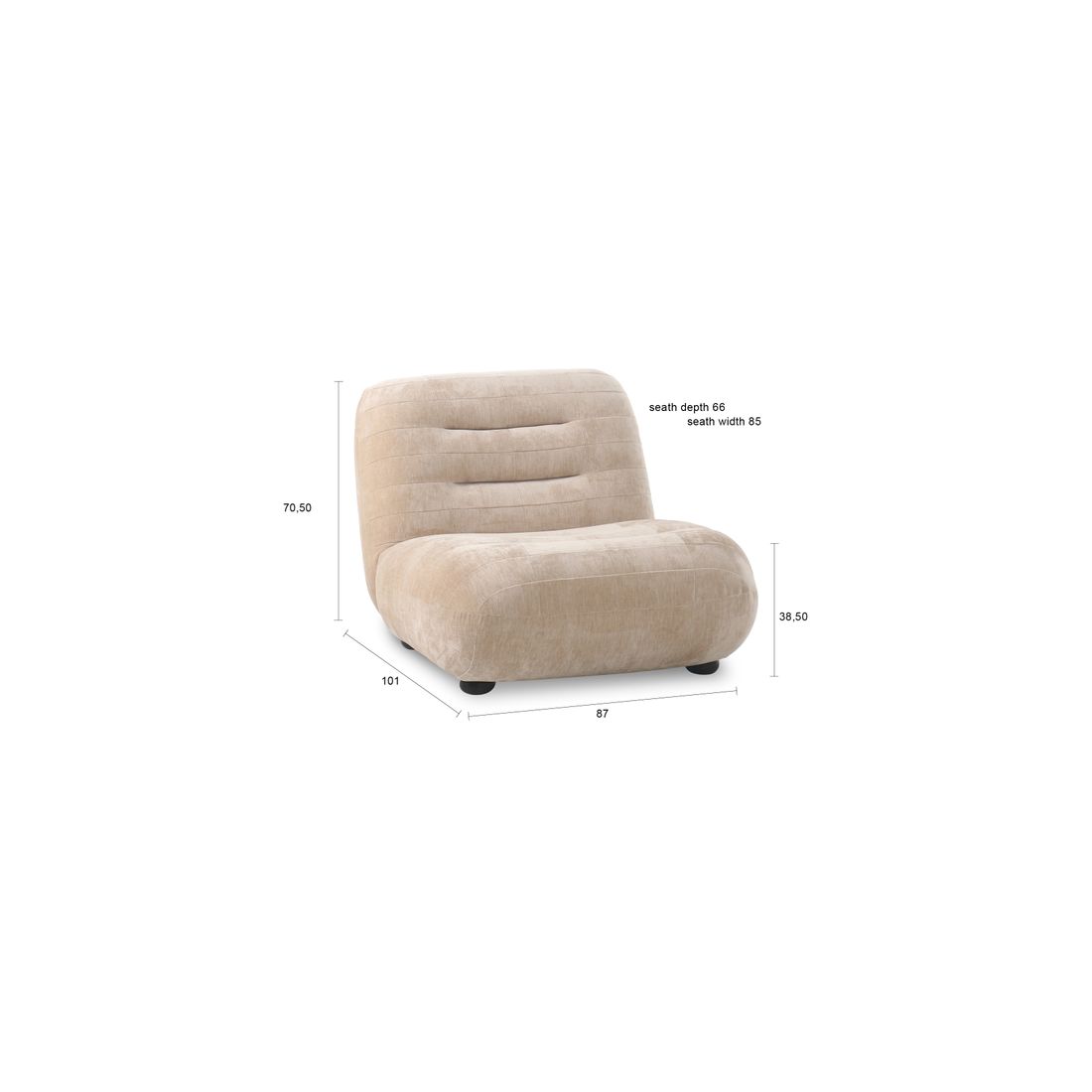 Dutchbone Fauteuil Wyatt Velours Beige