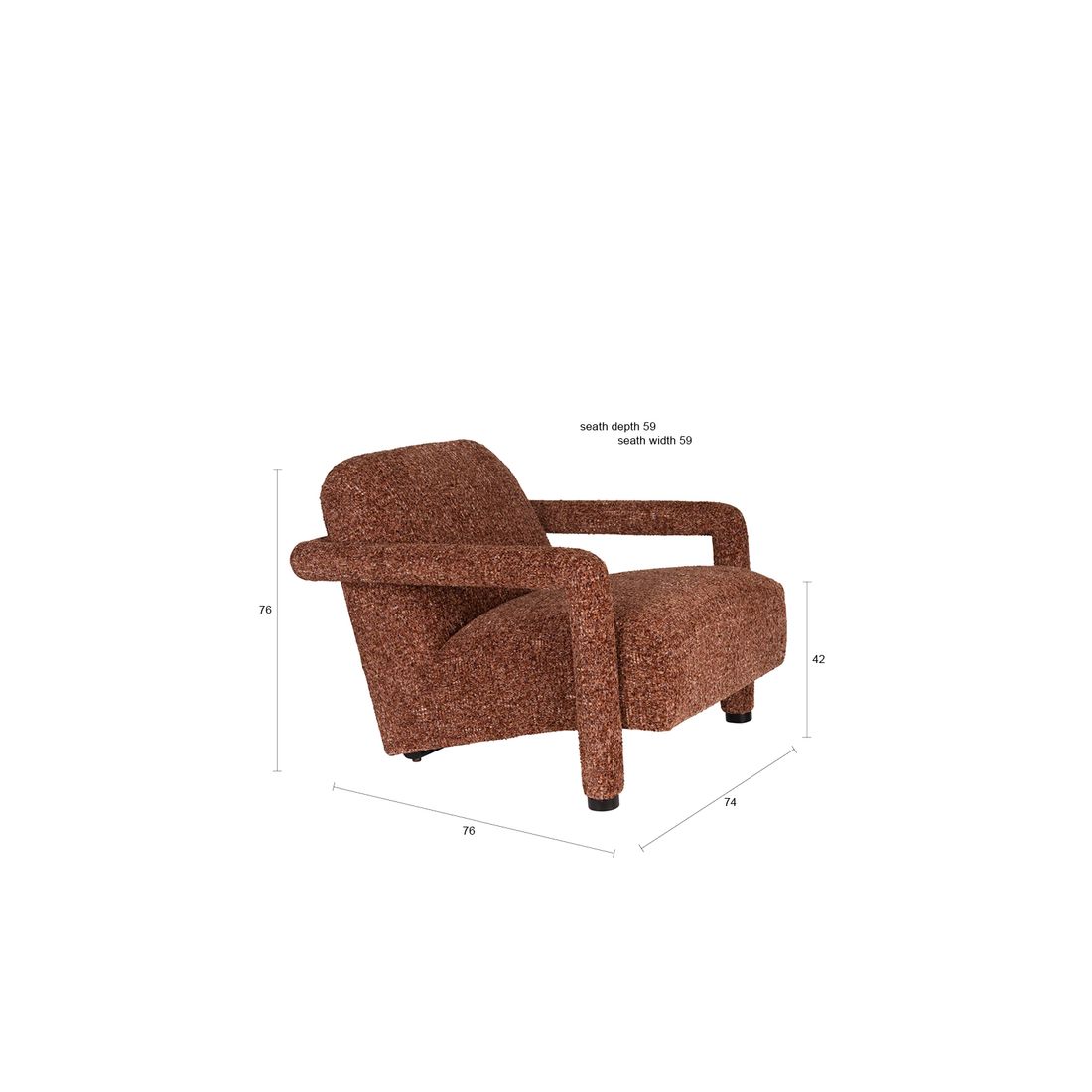 Dutchbone Fauteuil Kent bordeauxrood