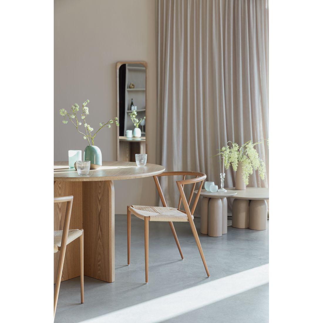White Label Living Eettafel Laurent Rond 120cm Naturel
