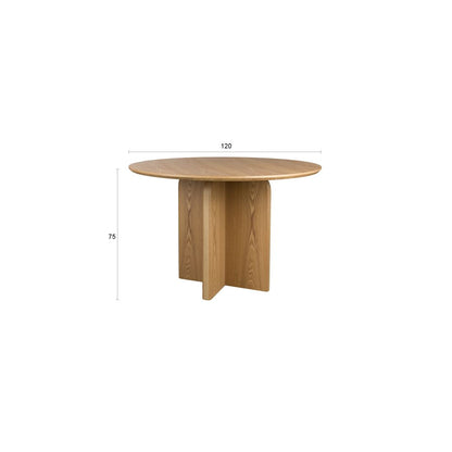White Label Living Eettafel Laurent Rond 120cm Naturel
