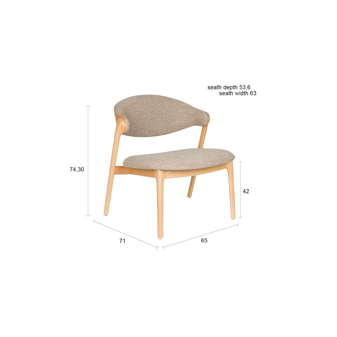 Dutchbone Fauteuil Babington Beige Eiken