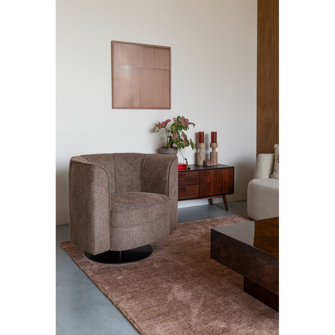 Dutchbone Fauteuil Flower Bruin