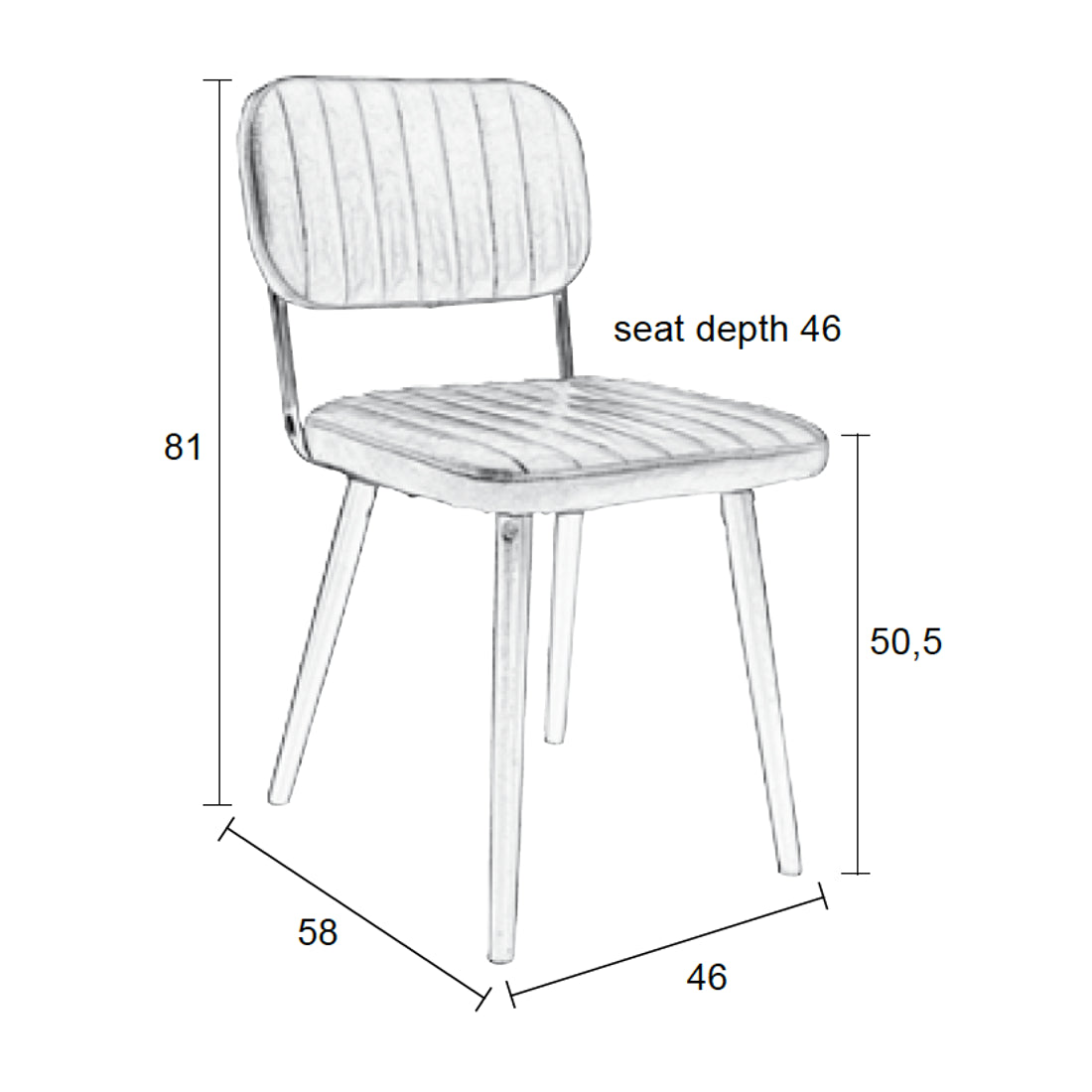 White Label Living Eetkamerstoel Jake Donkergrijs