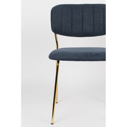 White Label Living Eetkamerstoel Jolien Goud Donkerblauw