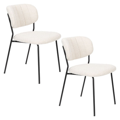 White Label Living Eetkamerstoel Jolien Zwart / Wit Bouclé