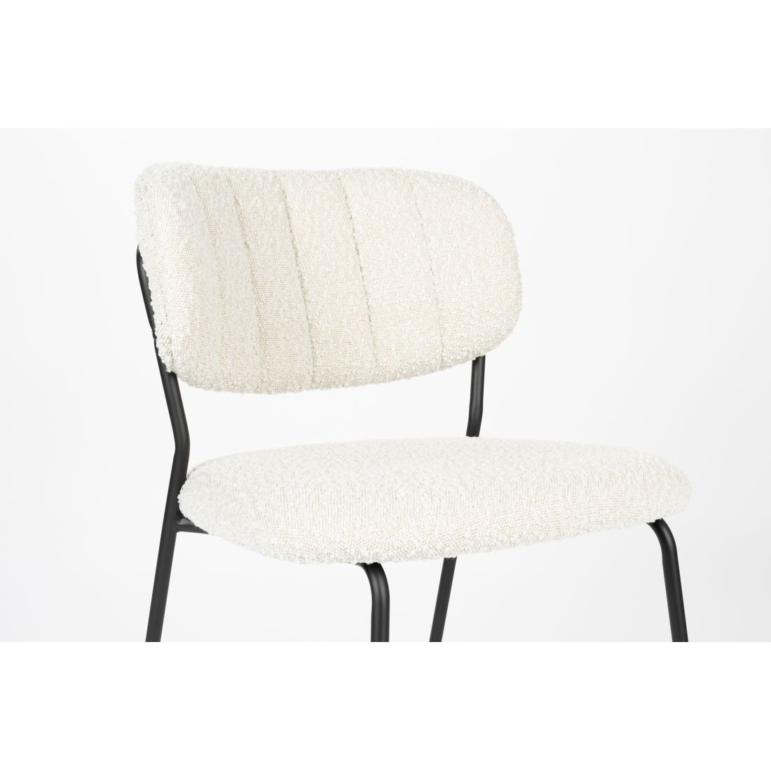 White Label Living Eetkamerstoel Jolien Zwart / Wit Bouclé