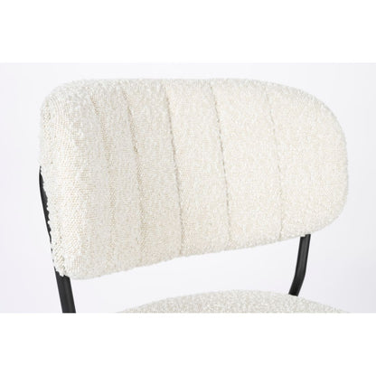 White Label Living Eetkamerstoel Jolien Zwart / Wit Bouclé