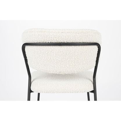 White Label Living Eetkamerstoel Jolien Zwart / Wit Bouclé