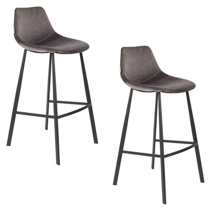 Dutchbone Barkruk Franky Velvet Grijs Hoog