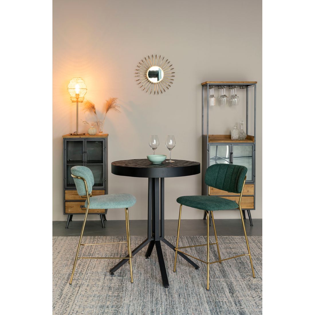 White Label Living Barkruk Jolien Goud Groen