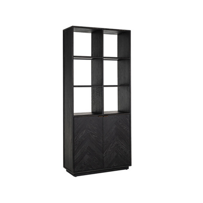Richmond Interiors Blackbone Brass Boekenkast – 2 Deuren – Zwart/Brass