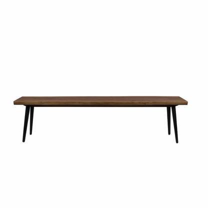 Dutchbone Alagon Eettafelbank – 180x40 cm – Walnoot Fineer – Zwart Stalen Poten