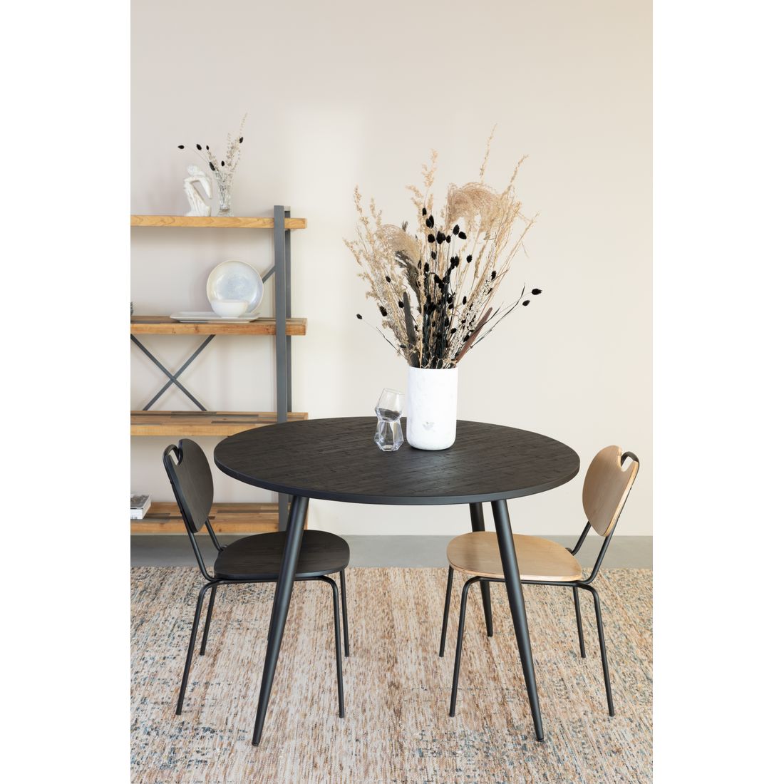 White Label Living Eettafel Mo Rond 110cm Zwart
