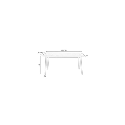 White Label Living Eettafel Fabio 160x80cm Naturel
