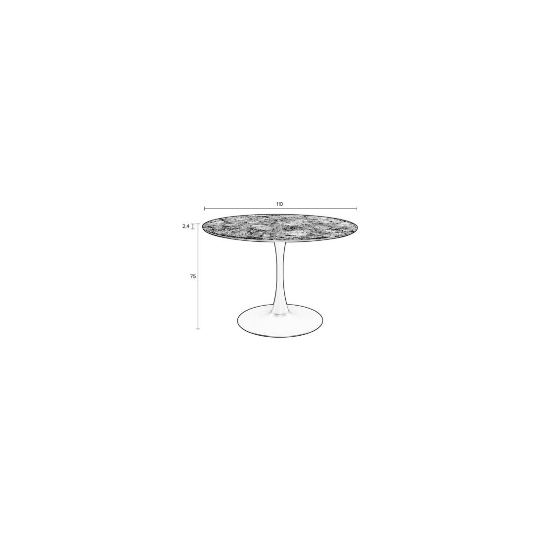 White Label Living Eettafel Maru Rond 110cm Zwart Marmerlook