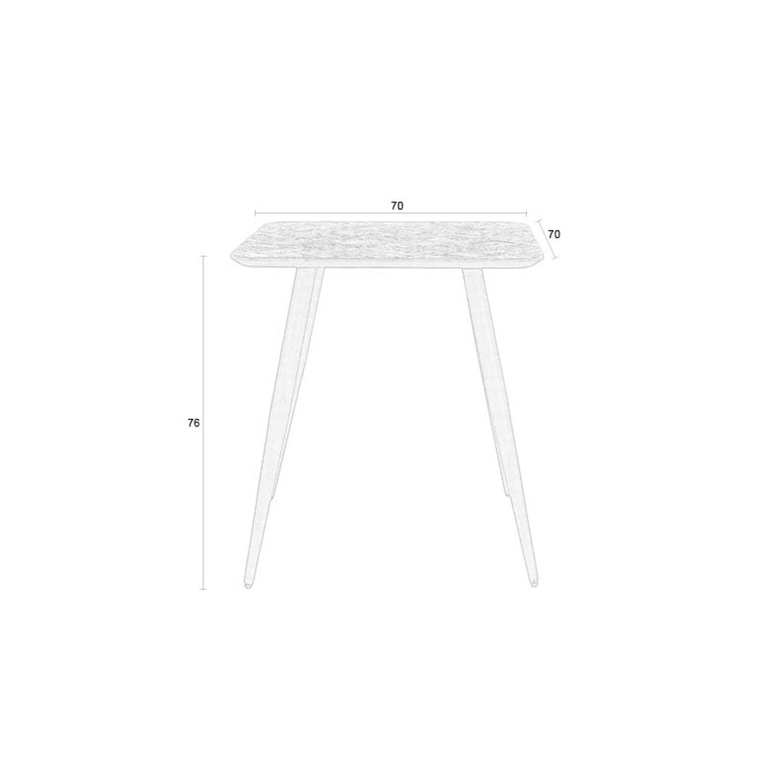White Label Living Eettafel Webster 70x70cm Bruin