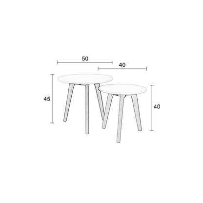 White Label Living Bijzettafel Bodine Wit (Set van 2)