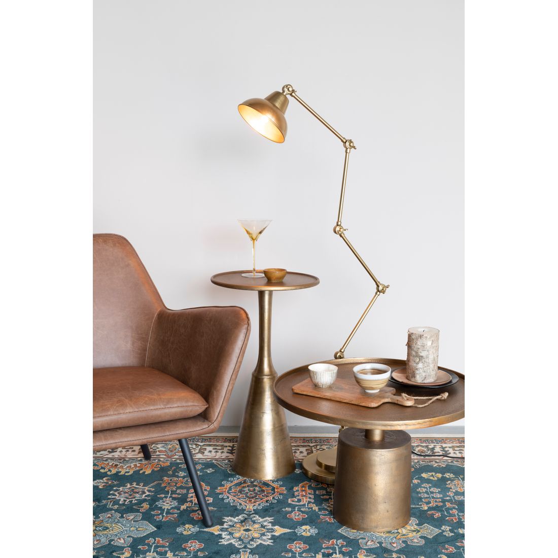 White Label Living Bijzettafel Noah Antiek Messing