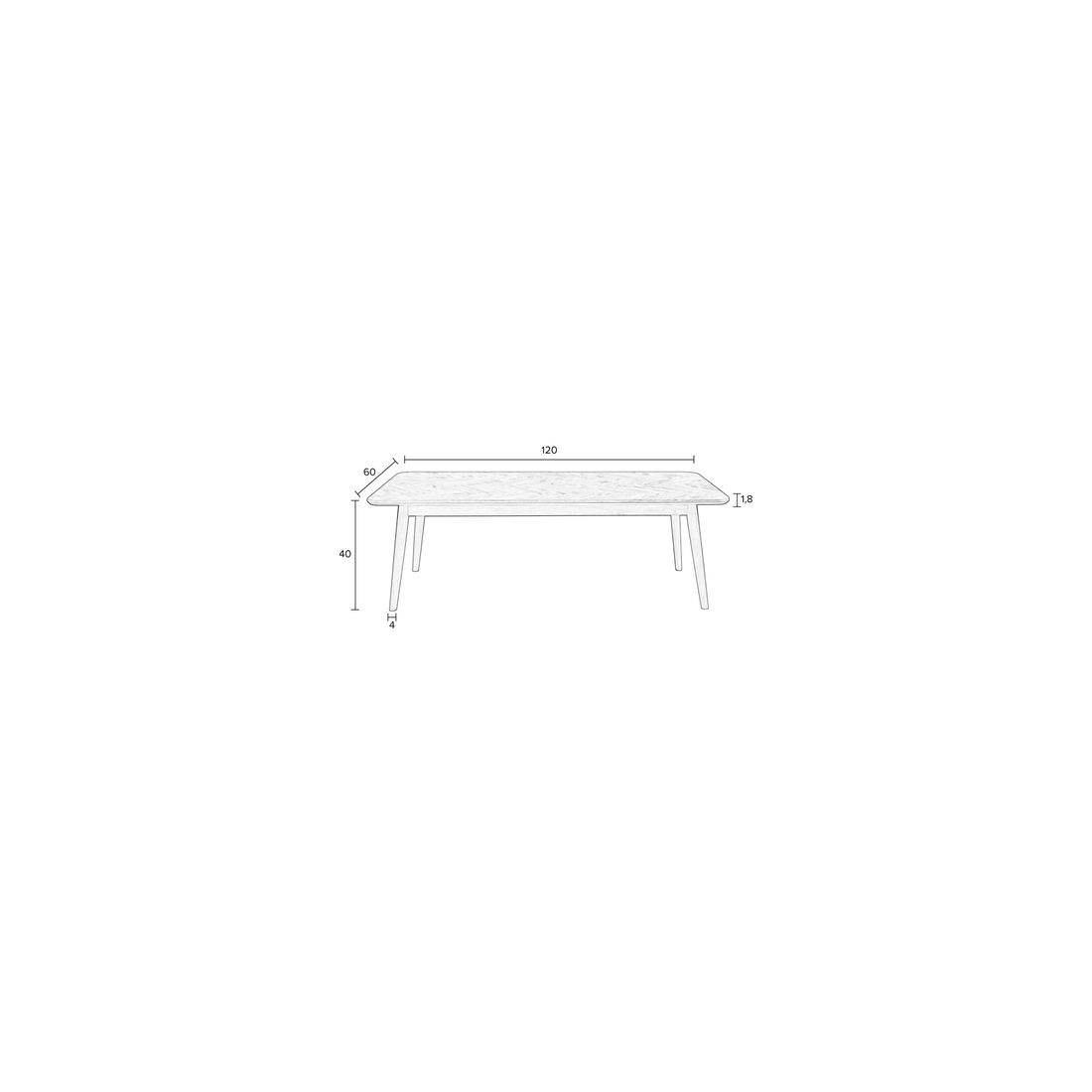 White Label Living Salontafel Fabio 120x60cm Zwart