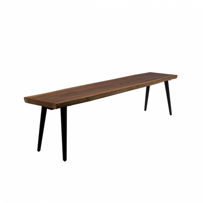 Dutchbone Alagon Eettafelbank – 180x40 cm – Walnoot Fineer – Zwart Stalen Poten