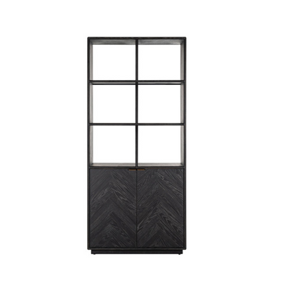 Richmond Interiors Blackbone Brass Boekenkast – 2 Deuren – Zwart/Brass