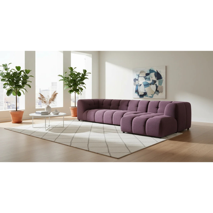 NOGA Design Hoekbank Jaimy Burgundy 3-zits + Longchair Rechts