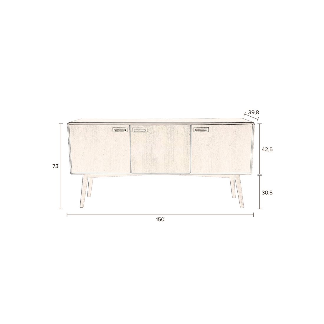 Dutchbone Dressoir Juju Hoog Walnoothout